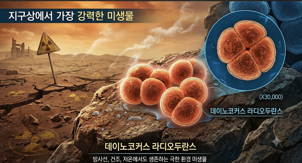 데이노코커스 라디오두란스 (Deinococcus radiodurans) – 방사능에도 끄떡없는 초능력 미생물