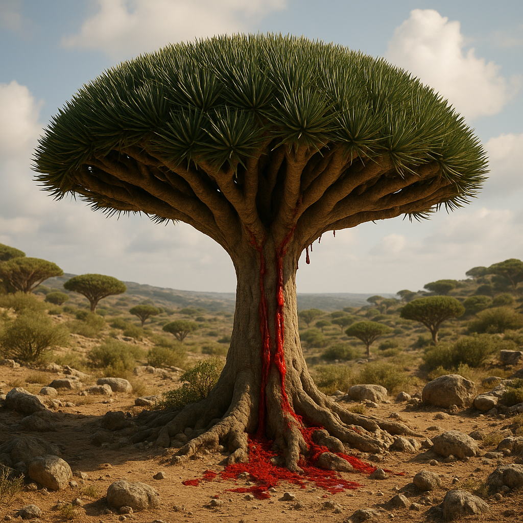 용혈수 (Dragon’s Blood Tree) – 피를 흘리는 듯한 신비로운 외계 식물