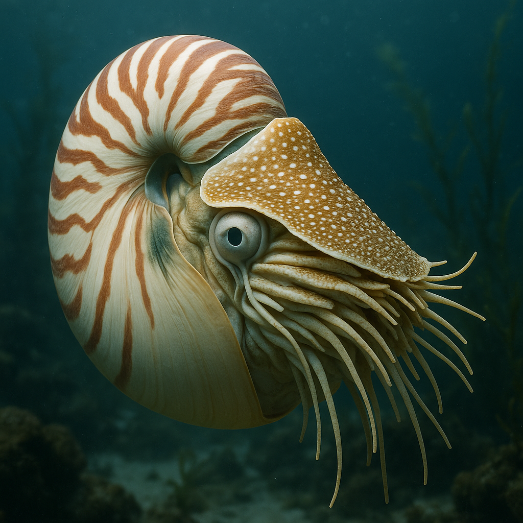 앵무조개 (Chambered Nautilus) – 5억 년 진화의 비밀을 품은 살아있는 화석