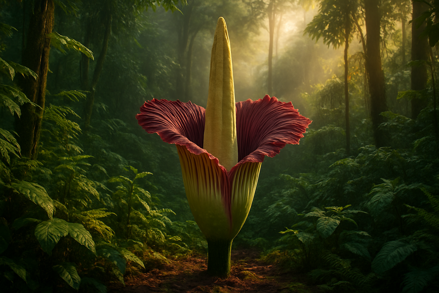AI explanatory illustration of Amorphophallus titanum (featured)