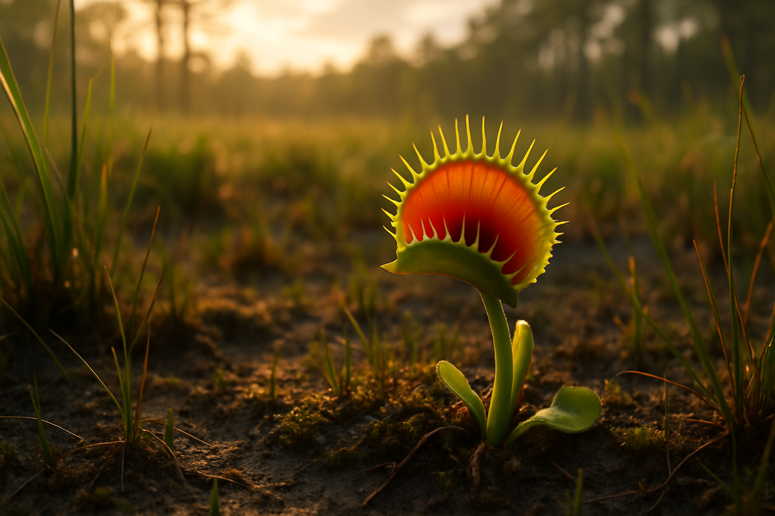 AI explanatory illustration of Dionaea muscipula (featured)